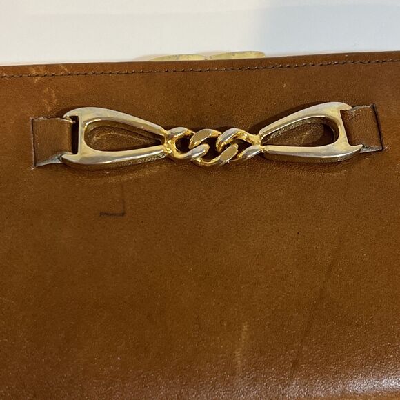 Vintage St. Thomas Cowhide Leather Kiss Lock Slots Brown Wallet Festival Boho - Picture 7 of 9